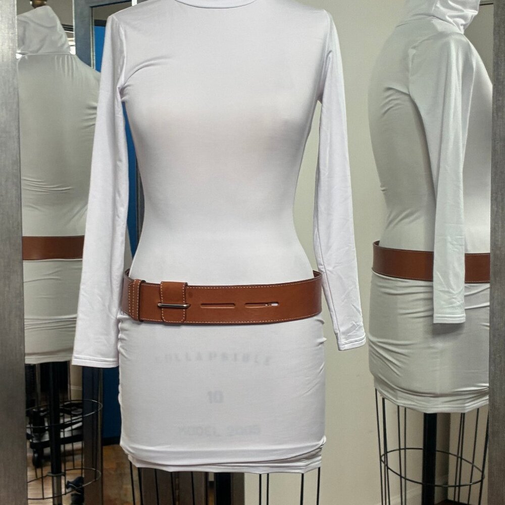 Keneth Cole New York Tan Leather Belt, 3 Size Adjustment, Size Medium